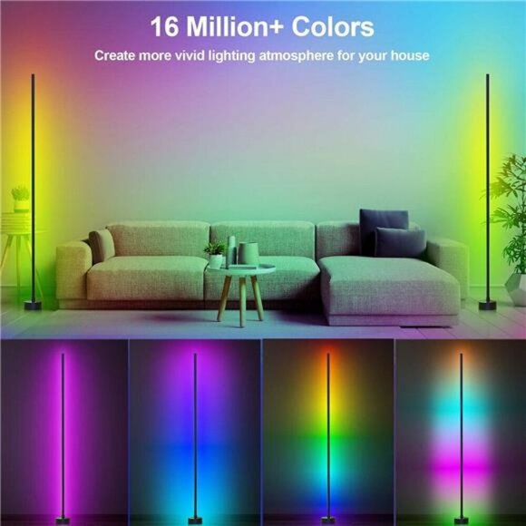 RGB LED Corner Floor Lamp with Remote App Control Music Sync for Gaming Room - Picture 2 of 7